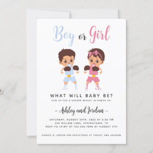Baby Boxing Match Gender Reveal Invitation
