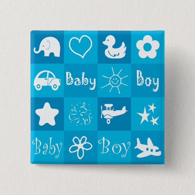 Baby boy 15 cm square badge (Front)