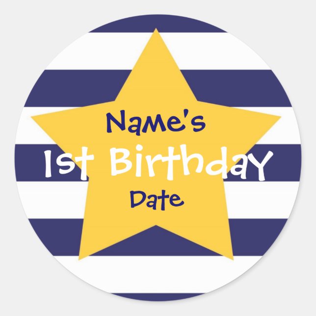 Baby Boy 1st Birthday Sticker (Front)