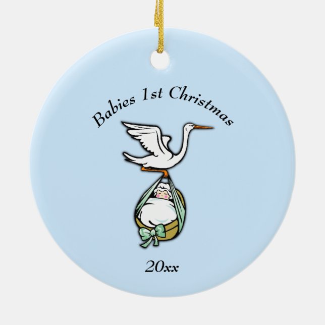 Baby Boy 1st Christmas with Year Ceramic Tree Decoration (Back)
