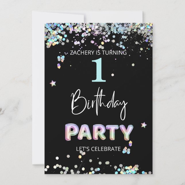 *~* BABY BOY 1st One First BALLOON Birthday  Invitation (Front)