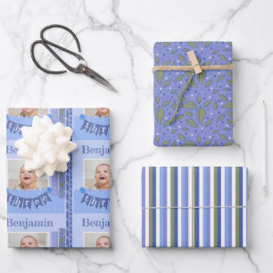 Baby Boy 3rd Birthday Blue Scrapbooking Wrapping P Paper Sheet