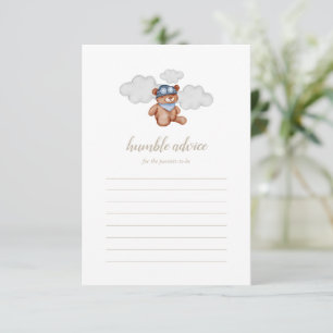 Baby Boy Adventure Bear Baby Shower Advice Card