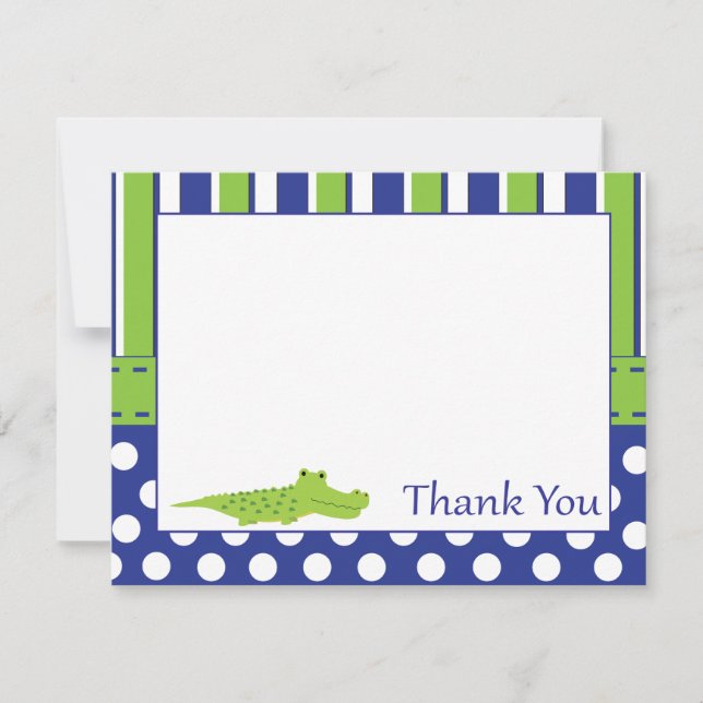 Baby Boy Alligator Thank You Card (Front)