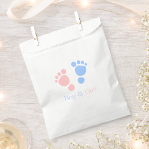 Baby Boy and Girl Footprints Twins Baby Shower Favour Bags