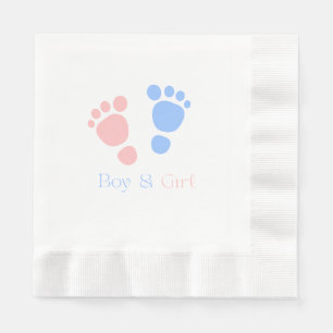 Baby Boy and Girl Footprints Twins Baby Shower Napkin
