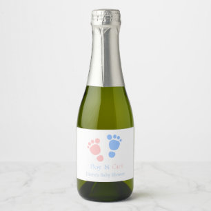 Baby Boy and Girl Footprints Twins Baby Shower Sparkling Wine Label