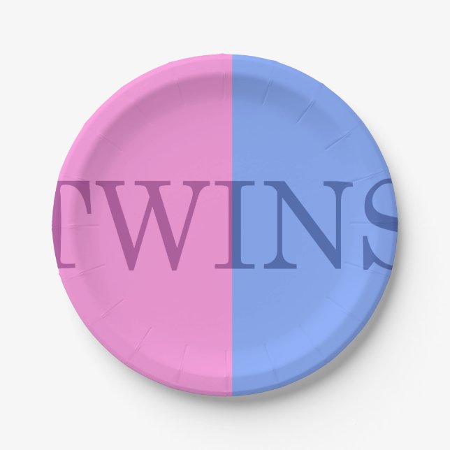BABY BOY AND GIRL FRATERNAL TWINS PAPER PLATES (Front)