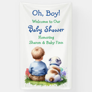Baby Boy and his Bulldog Baby Shower Banner