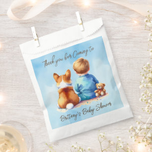 Baby Boy and his Corgi Puppy Baby Shower Favour Bags