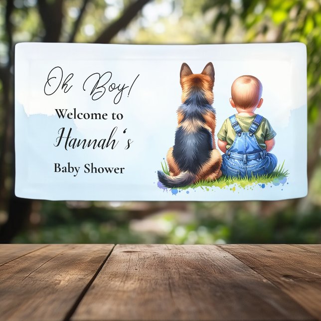 Baby Boy and His German Shepherd Puppy Baby Shower Banner (Creator Uploaded)