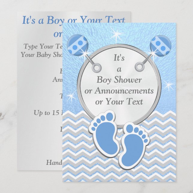 Baby Boy Announcement Cards Baby Shower Invitation (Front/Back)