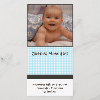 baby boy announcement photo card