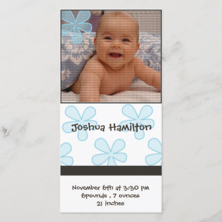 baby boy announcement photo card