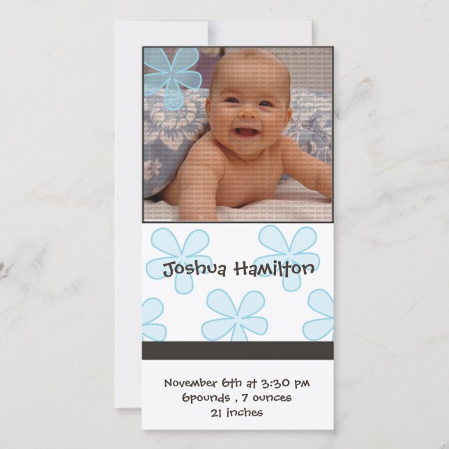 baby boy announcement photo card (Front)