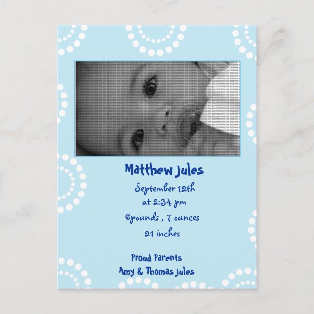 baby boy announcement  photo card (Front)