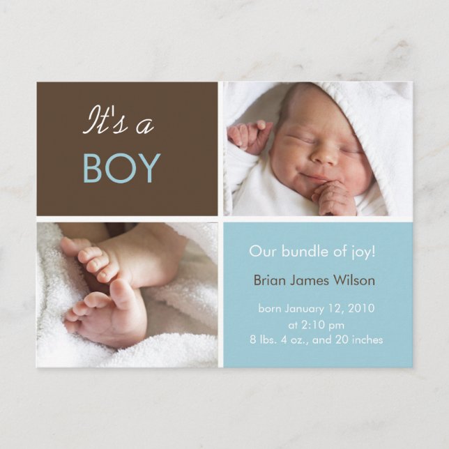 Baby Boy announcement postcards (Front)