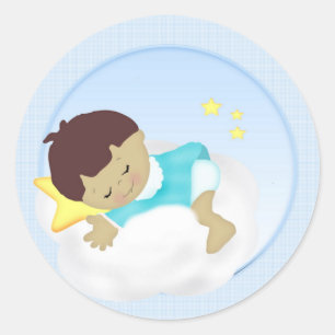 Baby Boy Announcement/Shower Magnets Classic Round Sticker