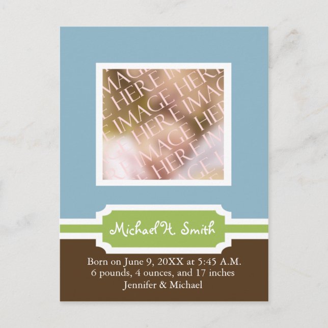 Baby Boy Announcement Template - Customised (Front)