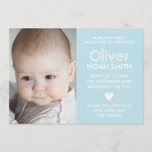 Baby boy announcement/thank you card