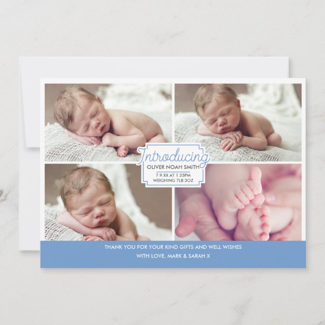 Baby boy announcement/thank you card (Front)