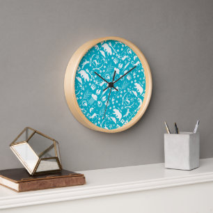 Baby Boy Any Colour Modern Fox Woodland Pattern Clock