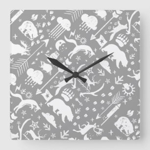 Baby Boy Any Colour Modern Fox Woodland Pattern Square Wall Clock