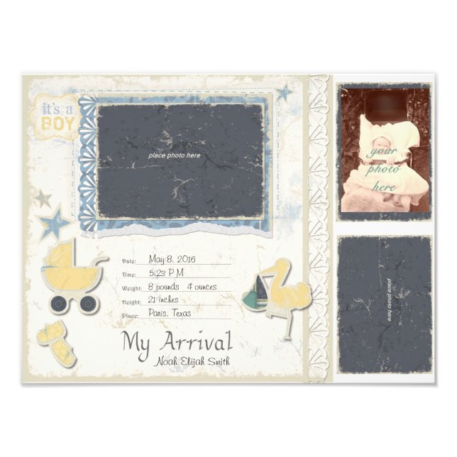 Baby Boy Arrival Scrapbook Title Page Photo Print (Front)