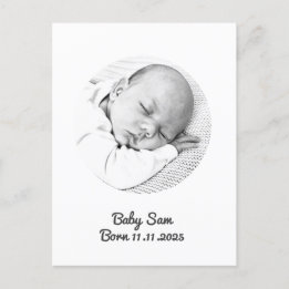 baby boy baby girl announcement photo name custom postcard