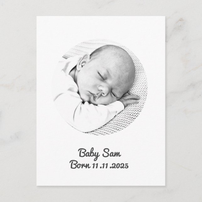 baby boy baby girl announcement photo name custom  postcard (Front)