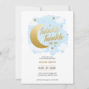 Baby Boy Baby Shower Invite with Pink Stars