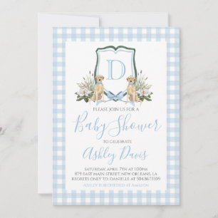 Baby Boy Baby Shower Preppy Dog Southern Gingham Invitation