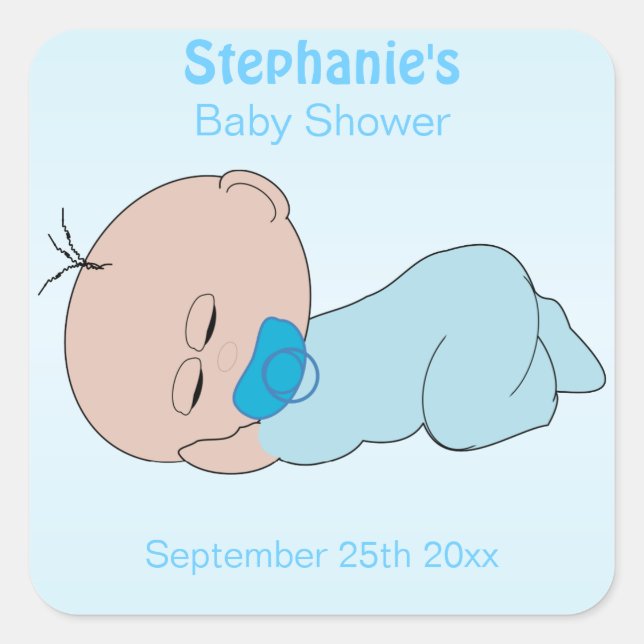Baby Boy Baby Shower Square Sticker (Front)