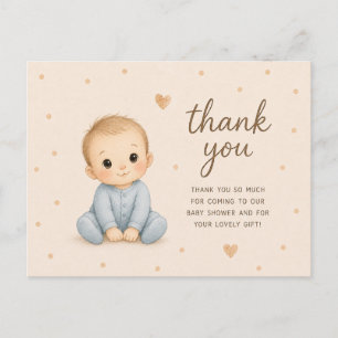 Baby Boy Baby Shower Thank You Postcard