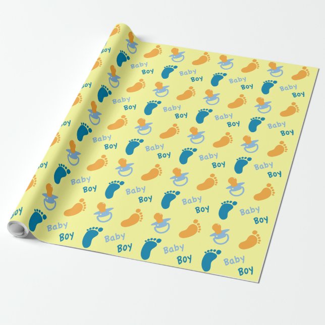 Baby Boy - Baby Shower Wrapping Paper (Unrolled)