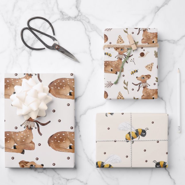 Baby Boy Baby Wild Animal  Wrapping Paper Sheet (Front)