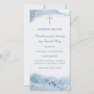 Baby boy baptism Blue bookmarks