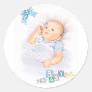 Baby boy baptism, Christening Classic Round Sticker