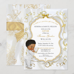 Baby Boy Baptism Communion Christening Bible Invitation