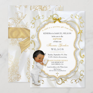 Baby Boy Baptism Communion Christening Bible Invitation