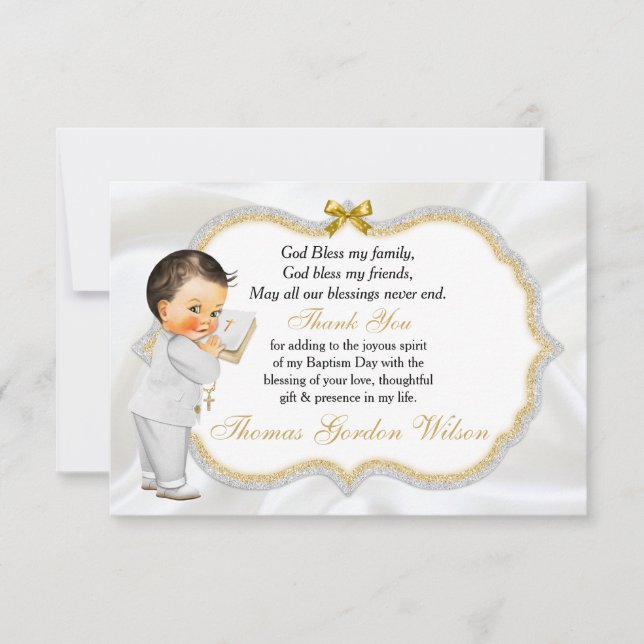 Baby Boy Baptism Communion Thank You (Front)