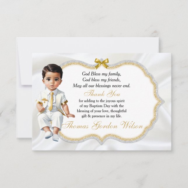 Baby Boy Baptism Communion Thank You (Front)