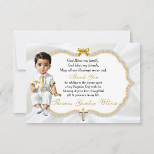 Baby Boy Baptism Communion Thank You Gold Cross