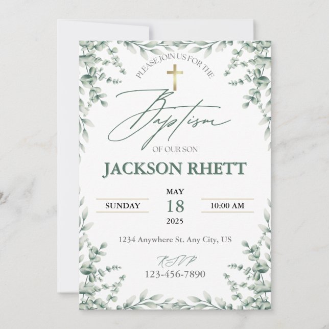 Baby Boy Baptism Invitation (Front)