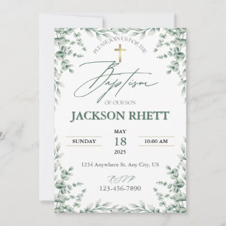 Baby Boy Baptism Invitation