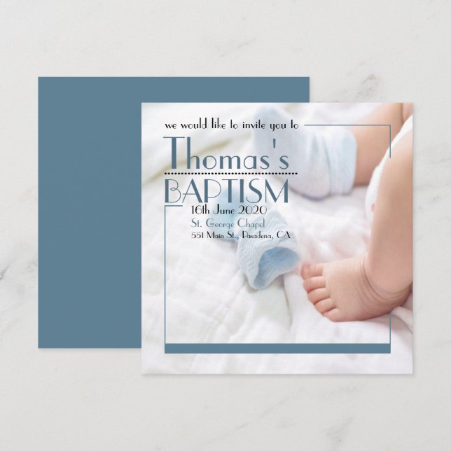 Baby Boy Baptism Overlay Invitation (Front/Back)