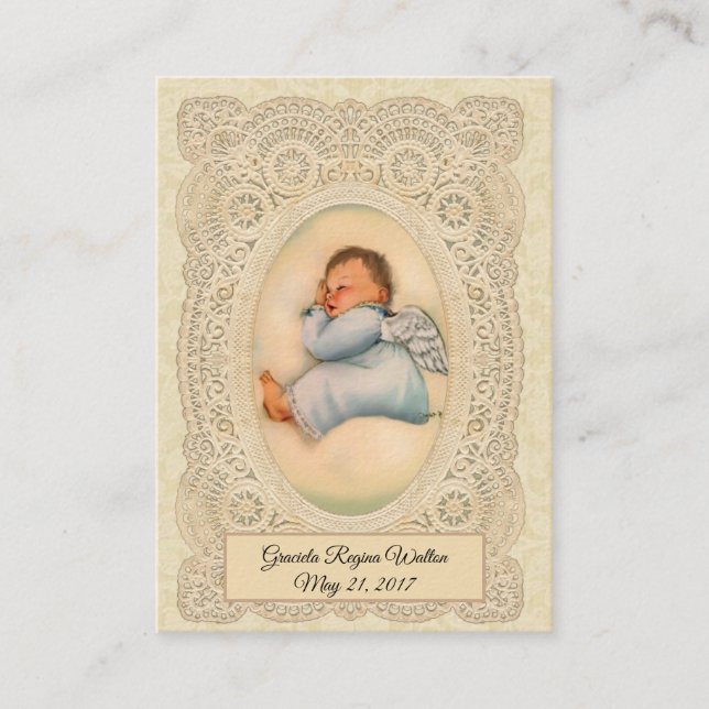 Baby Boy Baptism  Remembrance Holy Card (Front)