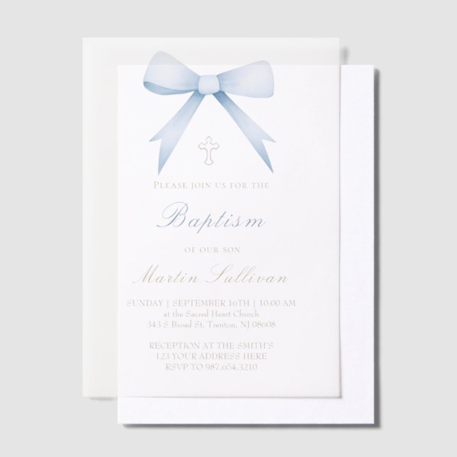 baby boy Baptism Vellum Invitations (Offset)