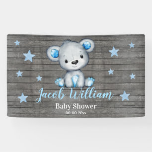 Baby Boy Bear Banner Sign Rustic Backdrop Shower