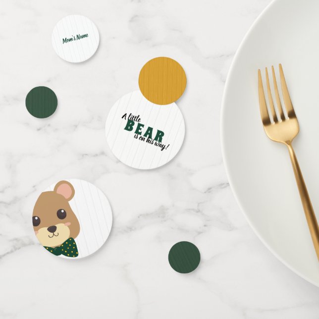 Baby Boy Bear Green & Gold Baby Shower Confetti (Group)